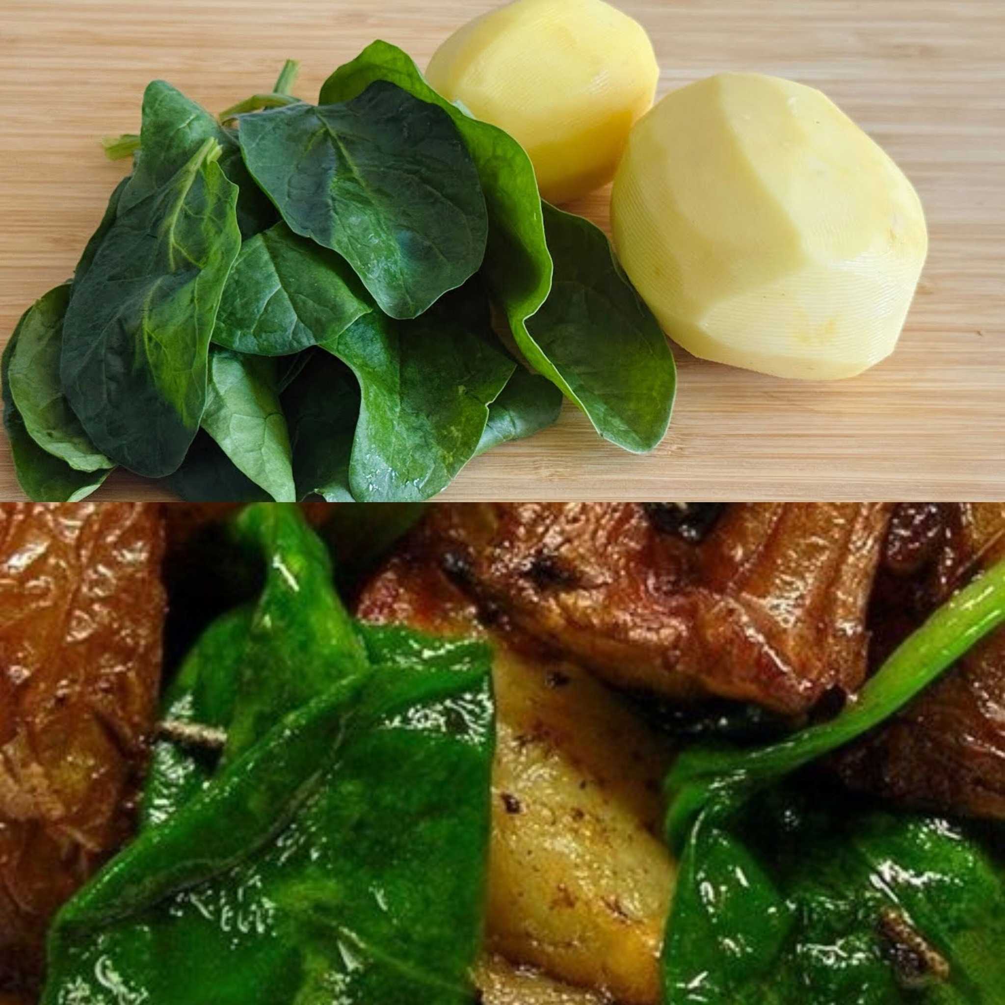 spinach and potatoes,