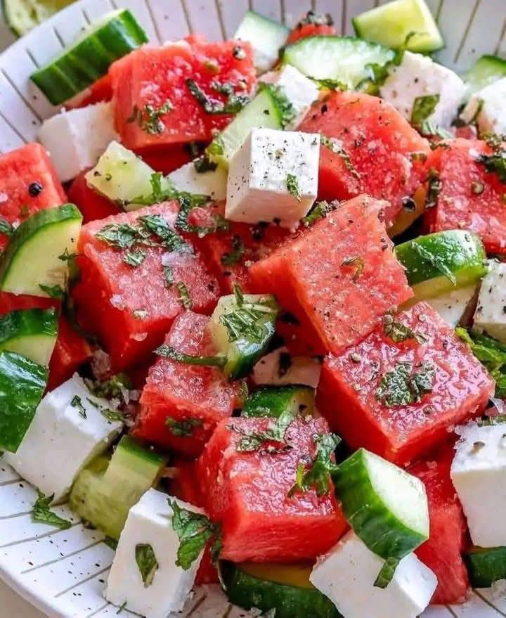 Watermelon Salad with Cucumber and Feta