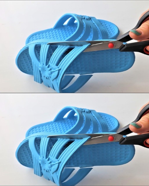 I cut up some simple rubber flip-flops and turned them into a stylish shoe for summer and fall