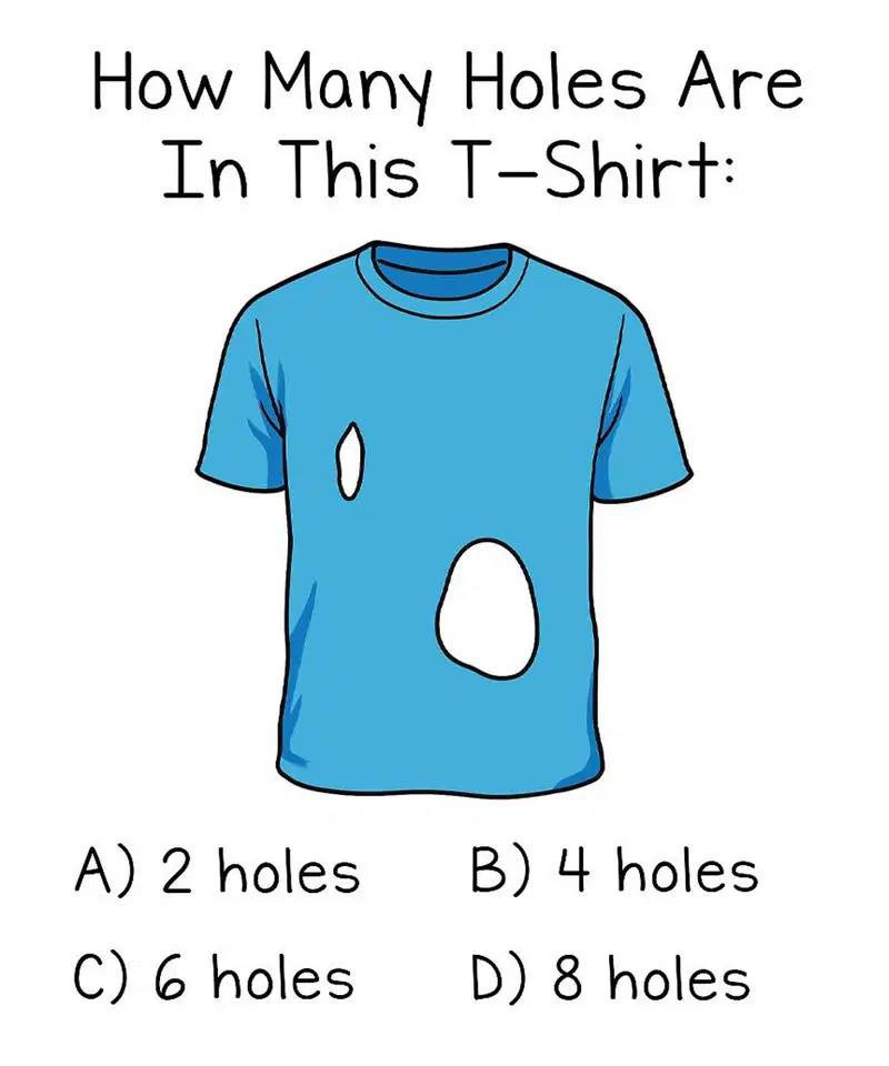 Just 14% of People Solve This Viral Puzzle: How Many Holes Are in the T-Shirt?
